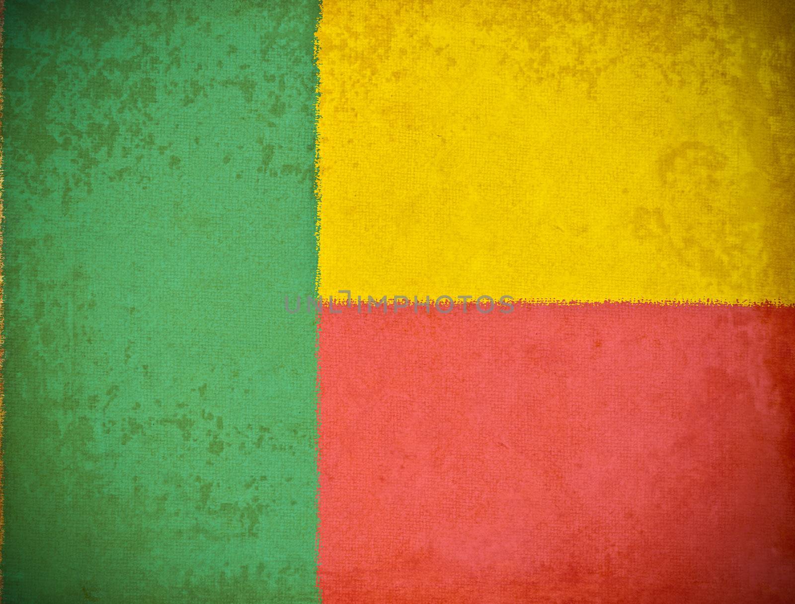 old grunge paper with Benin flag background