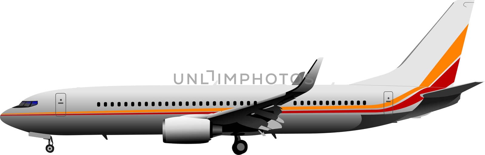 Passenger  Airplane on the air. Vector illustration