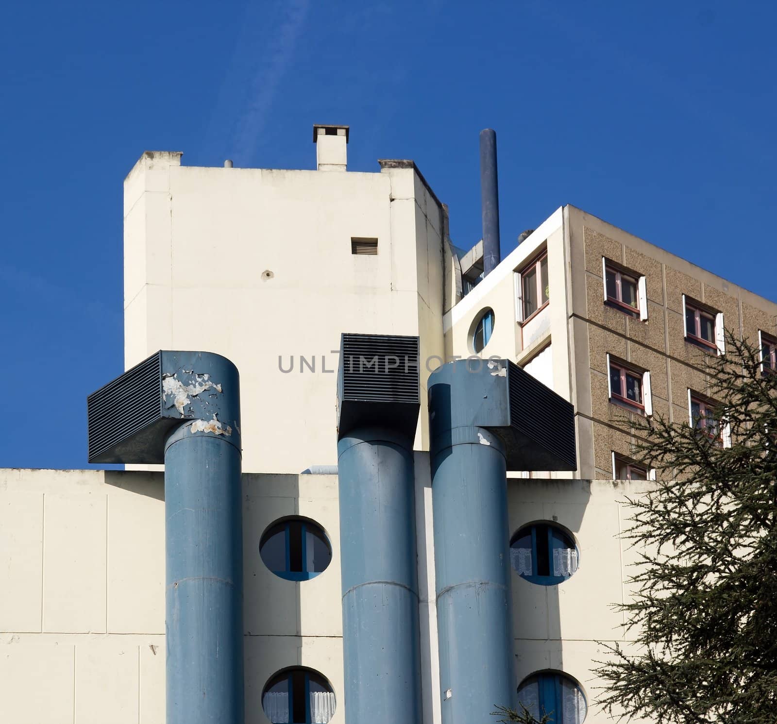 large ventilation shafts in external building