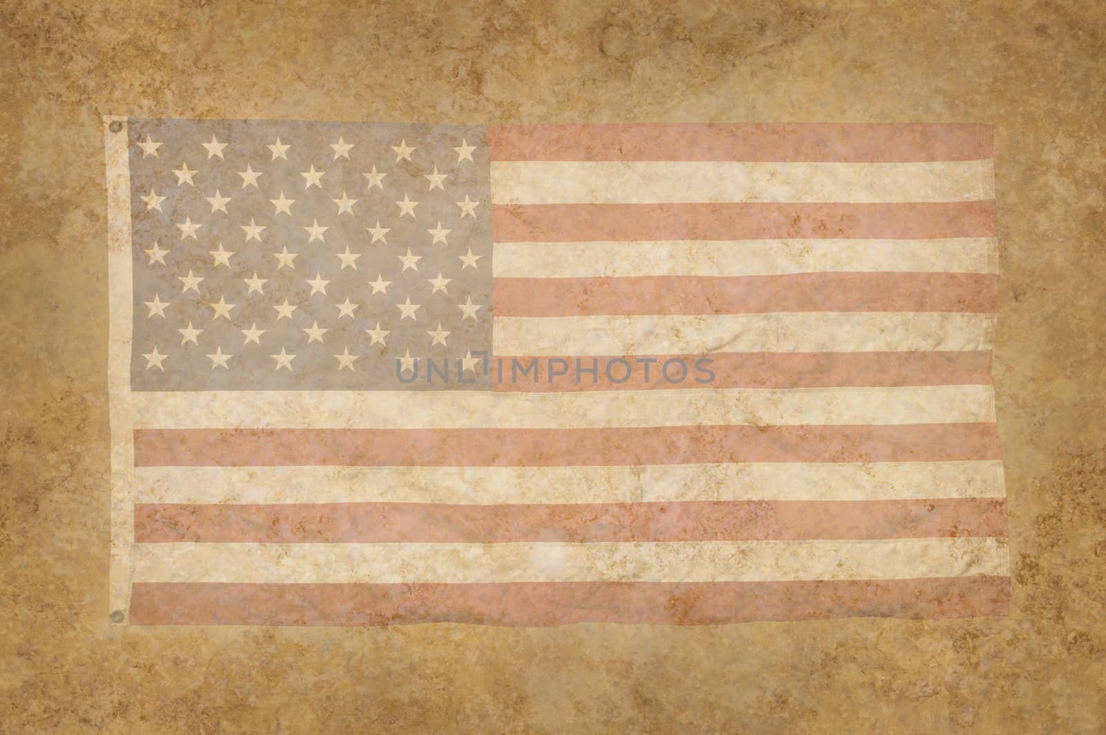 Grungy American Flag within a mottled background texture