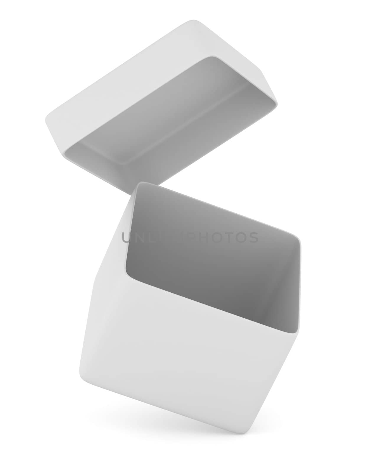 Open box on white background. Isolated 3D image