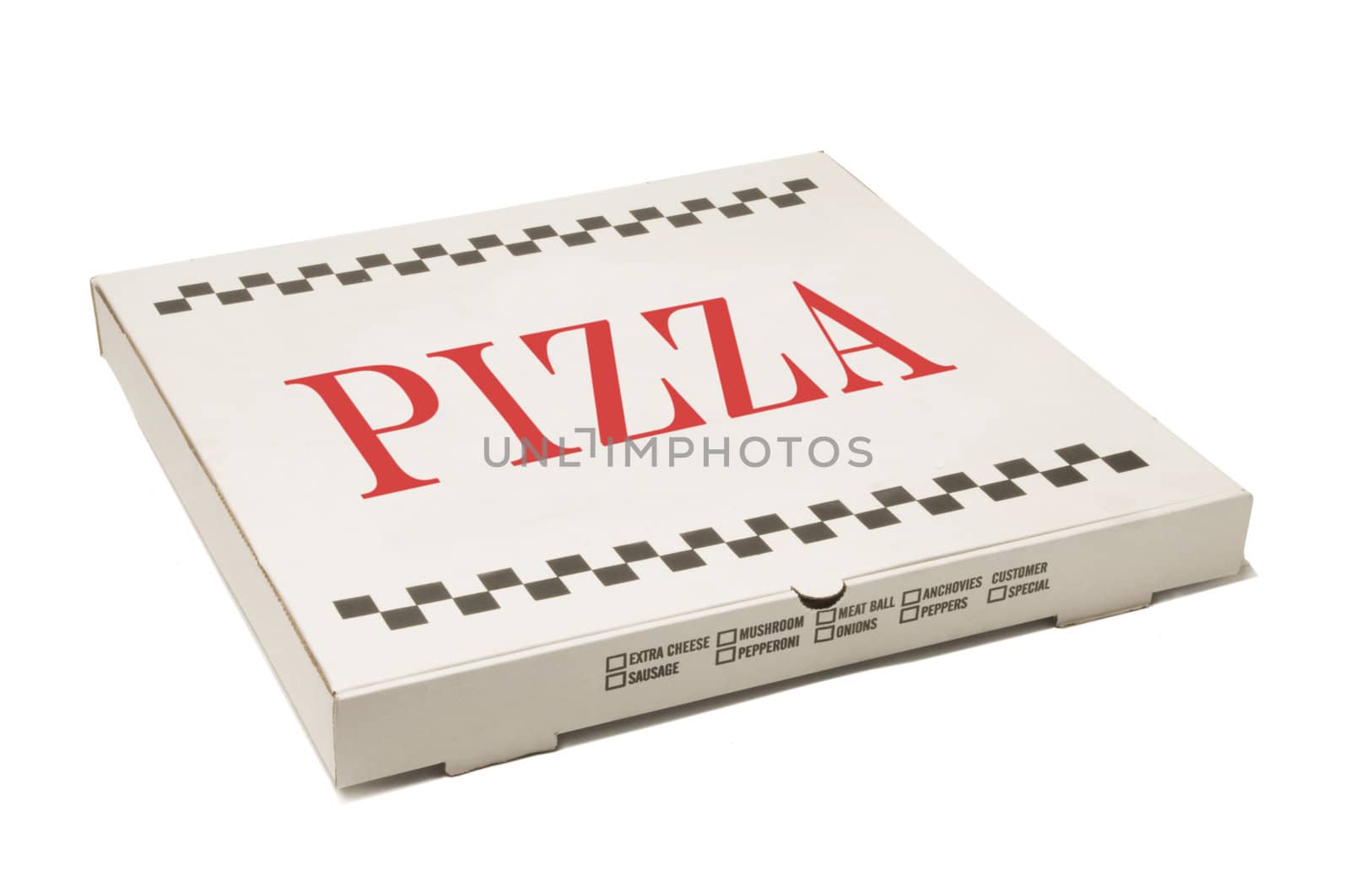 White pizza delivery box isolated against white background