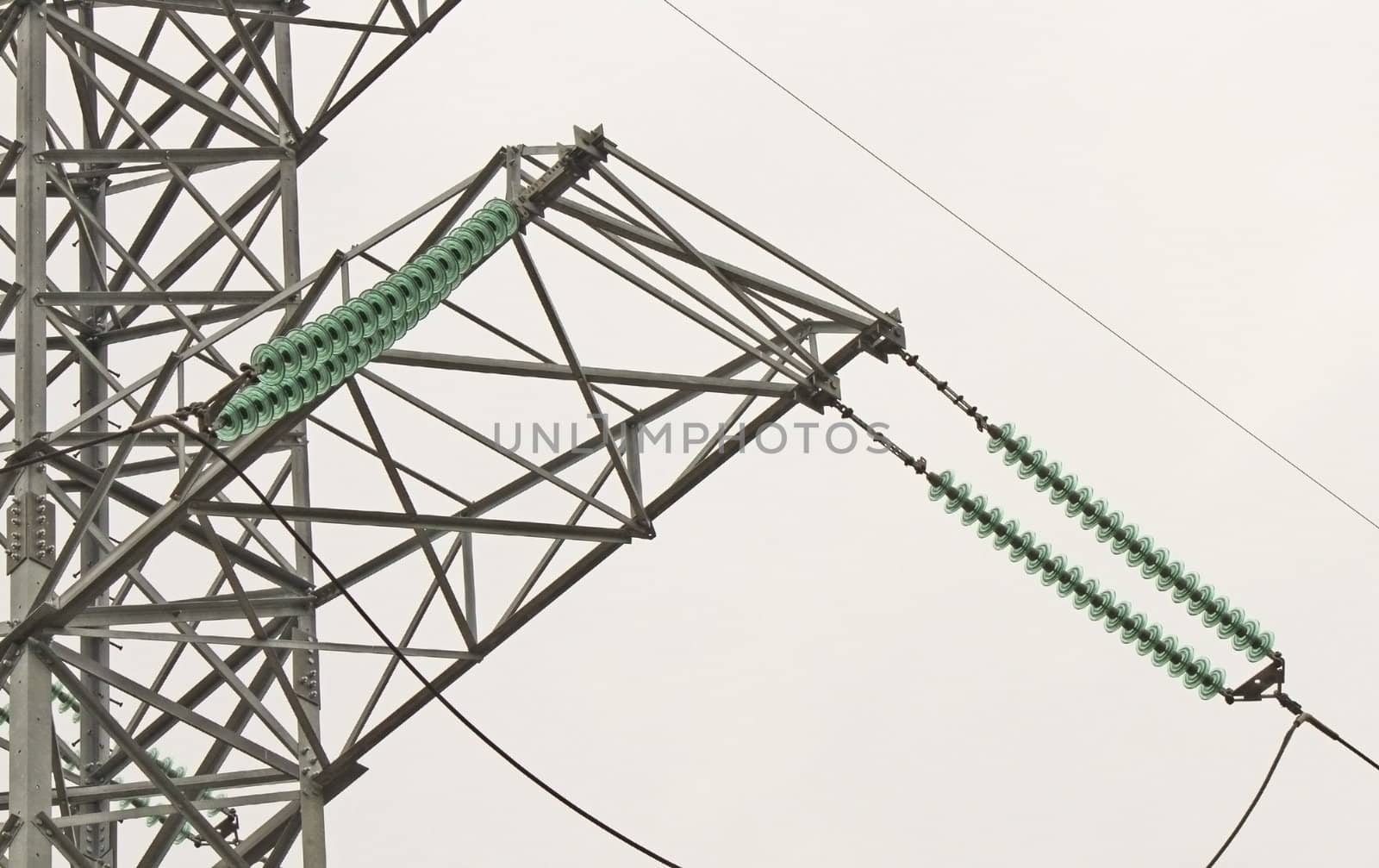 View of electricity pylon and power lines 