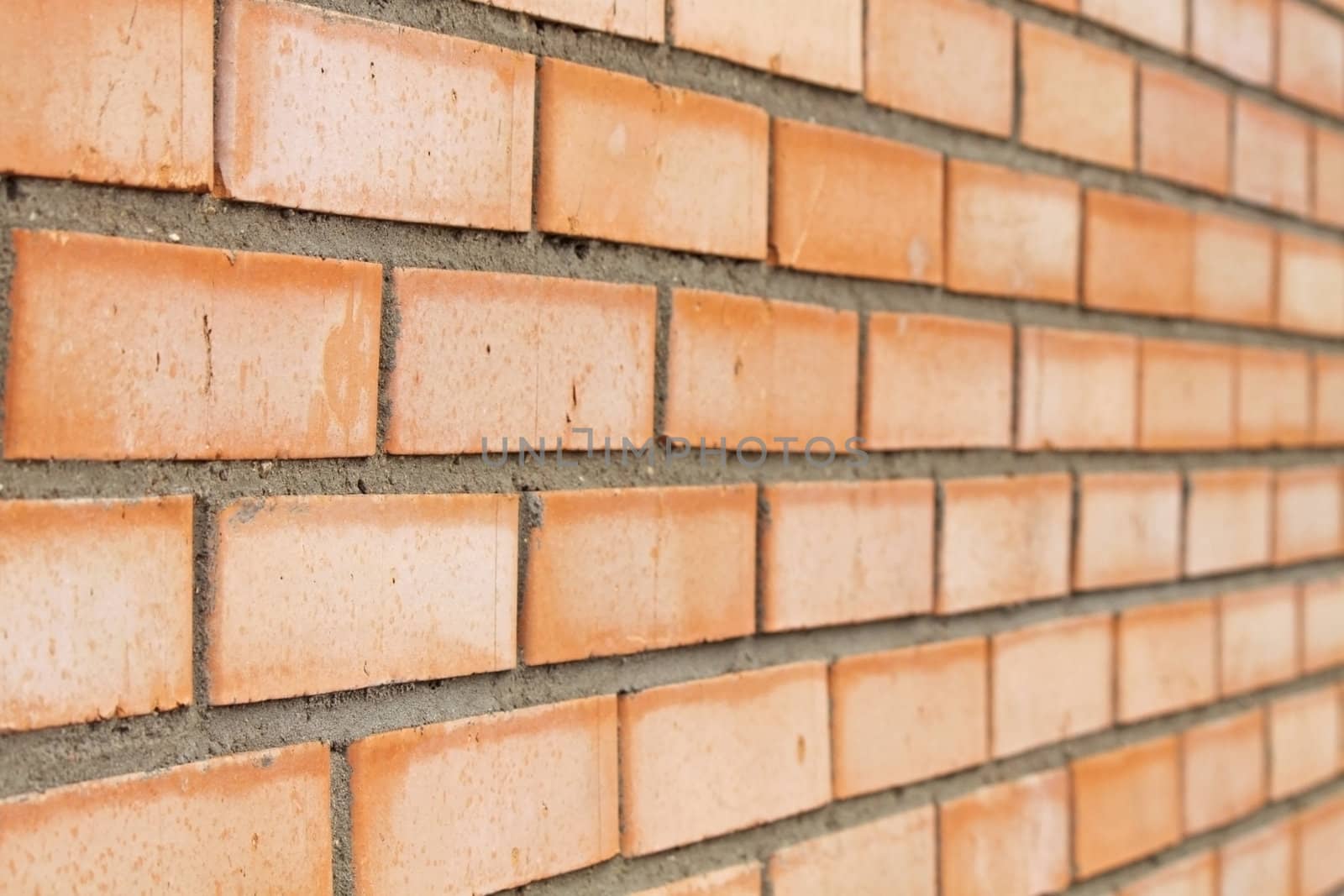 Just a red brick wall, side view