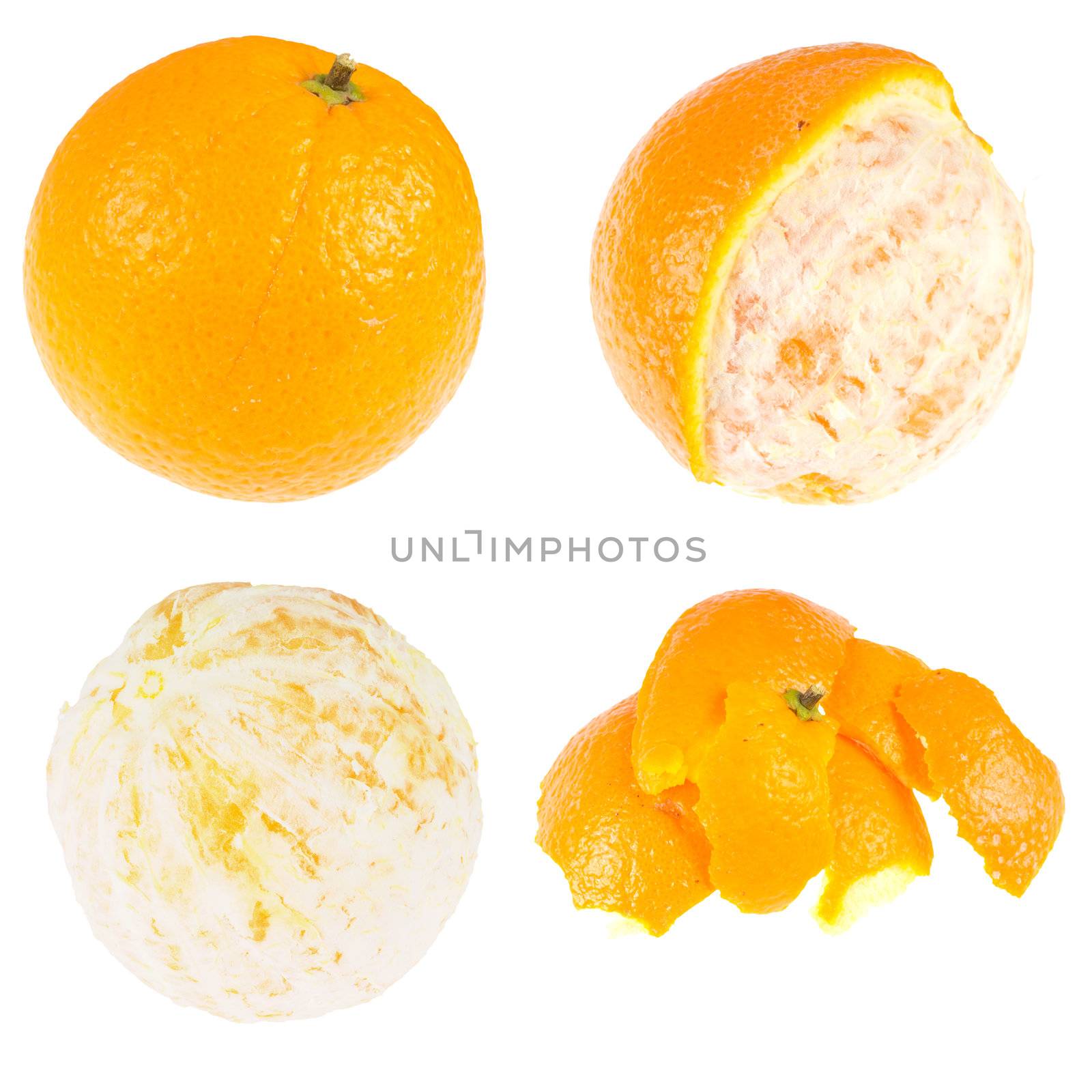 Series: orange and peel, isolated against background