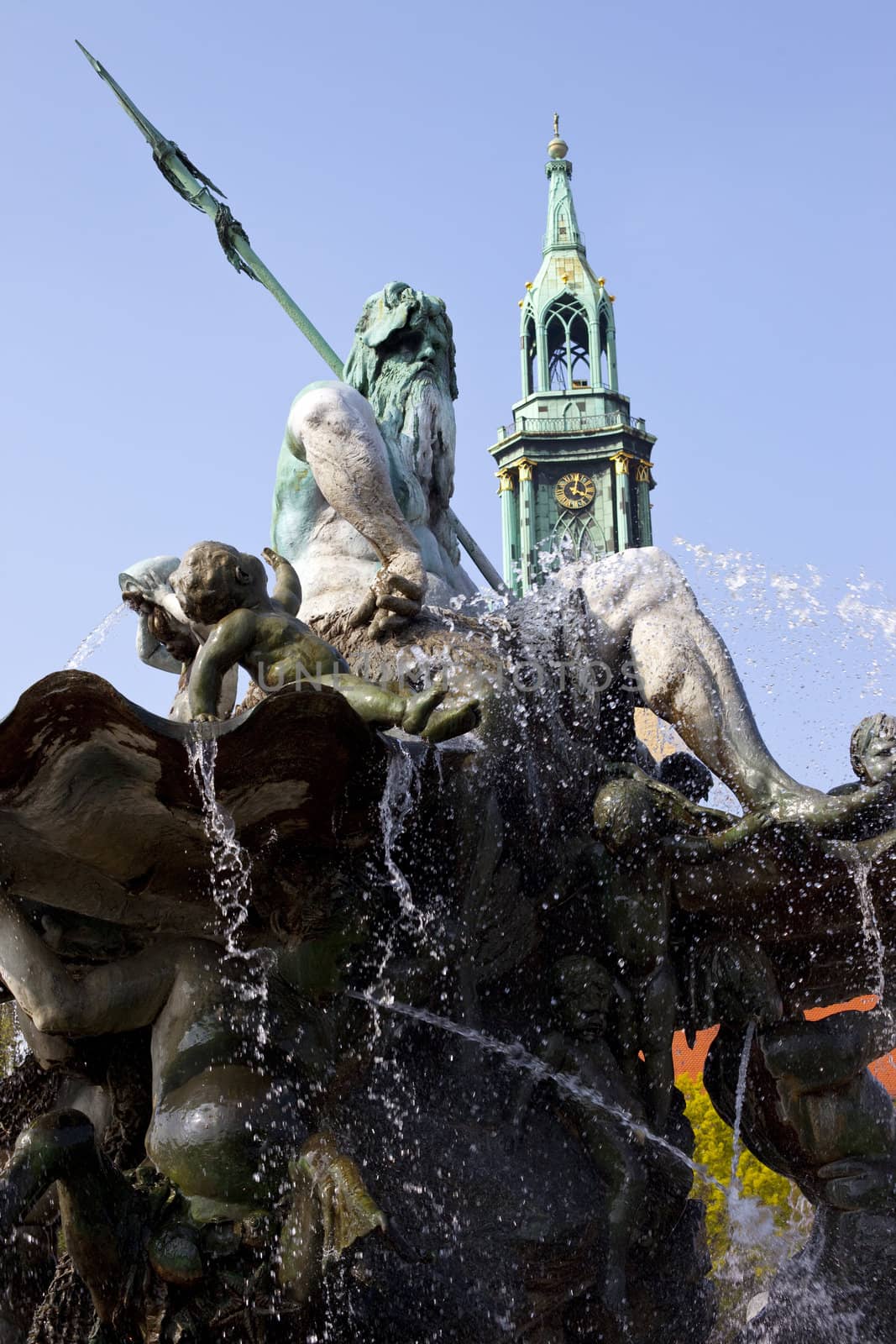 Neptune Fountain & St. Marienkirche in Berlin by chrisdorney