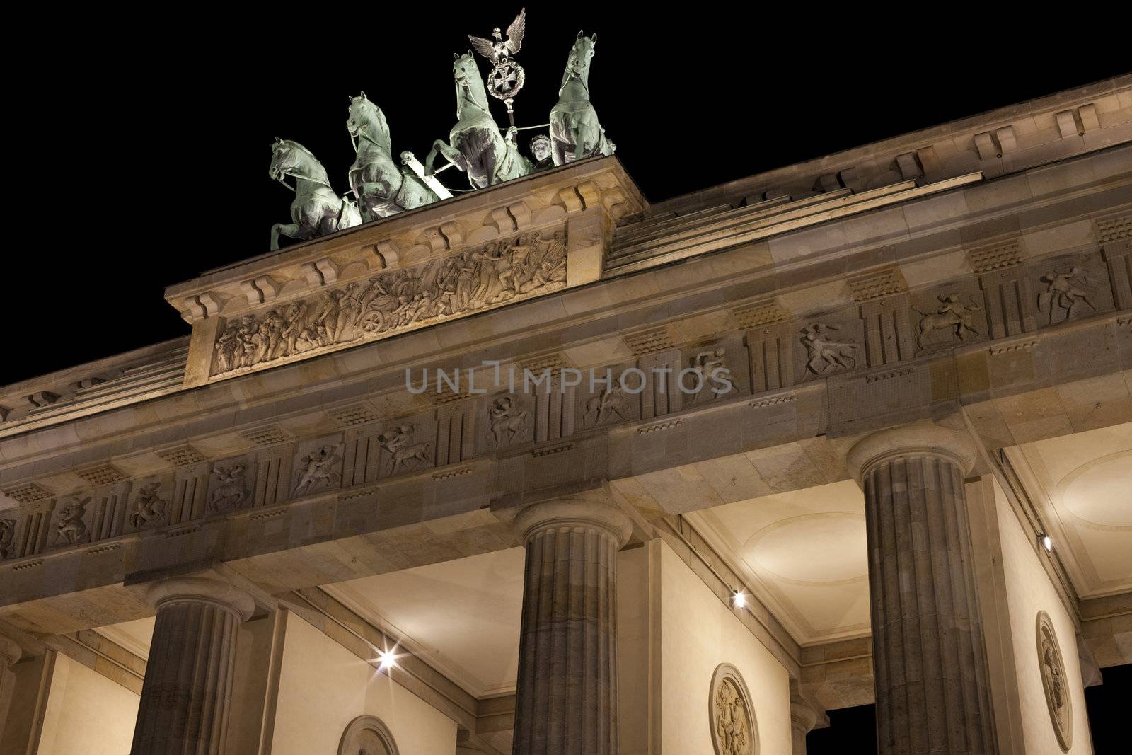 The Brandenburg Gate at Night in Berlin.