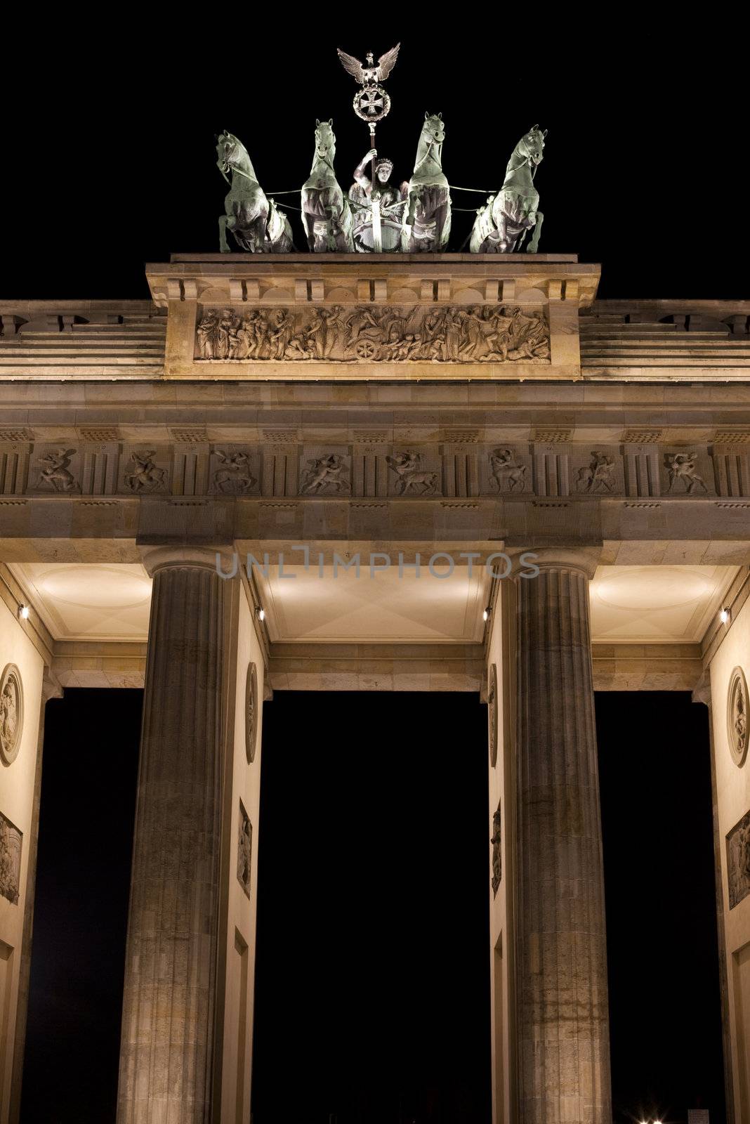 The Brandenburg Gate at Night in Berlin.