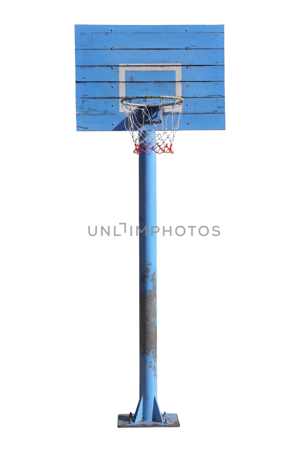 Outdoor basketball hoop on white background
