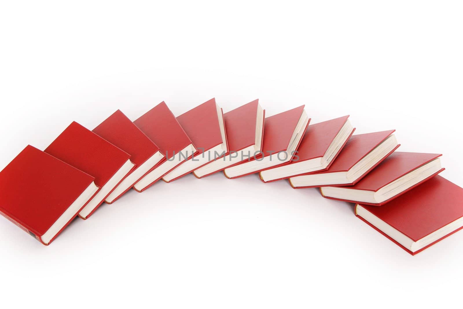 stack of red books isolated on white