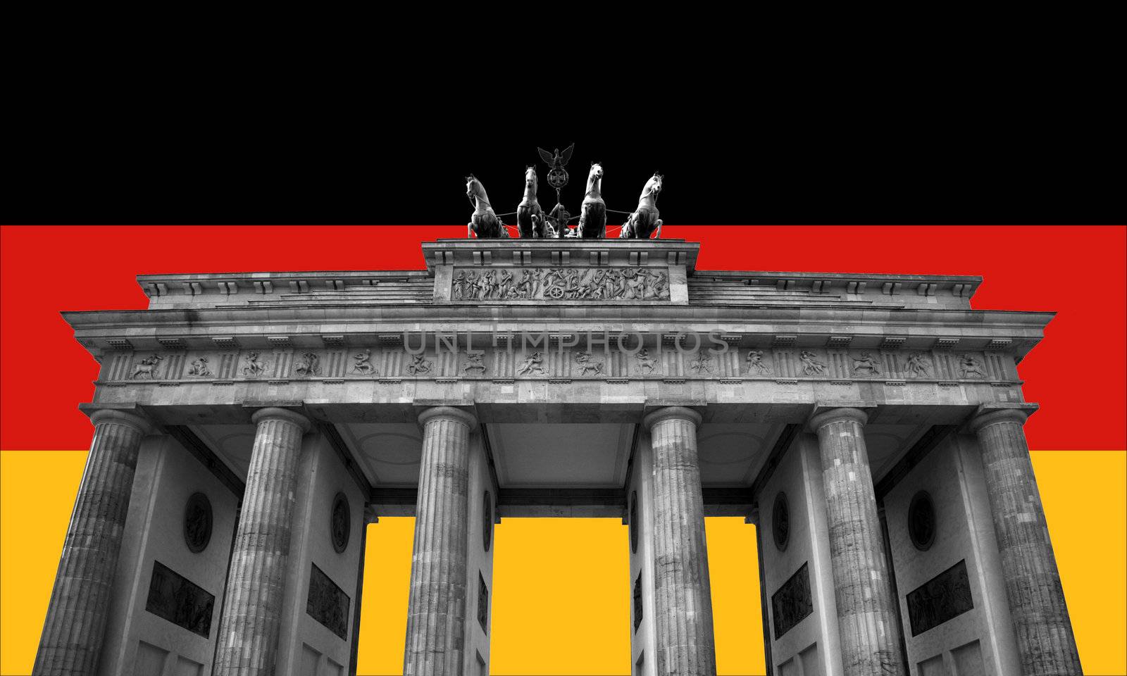 Germany Flag and Brandenburg Gate.