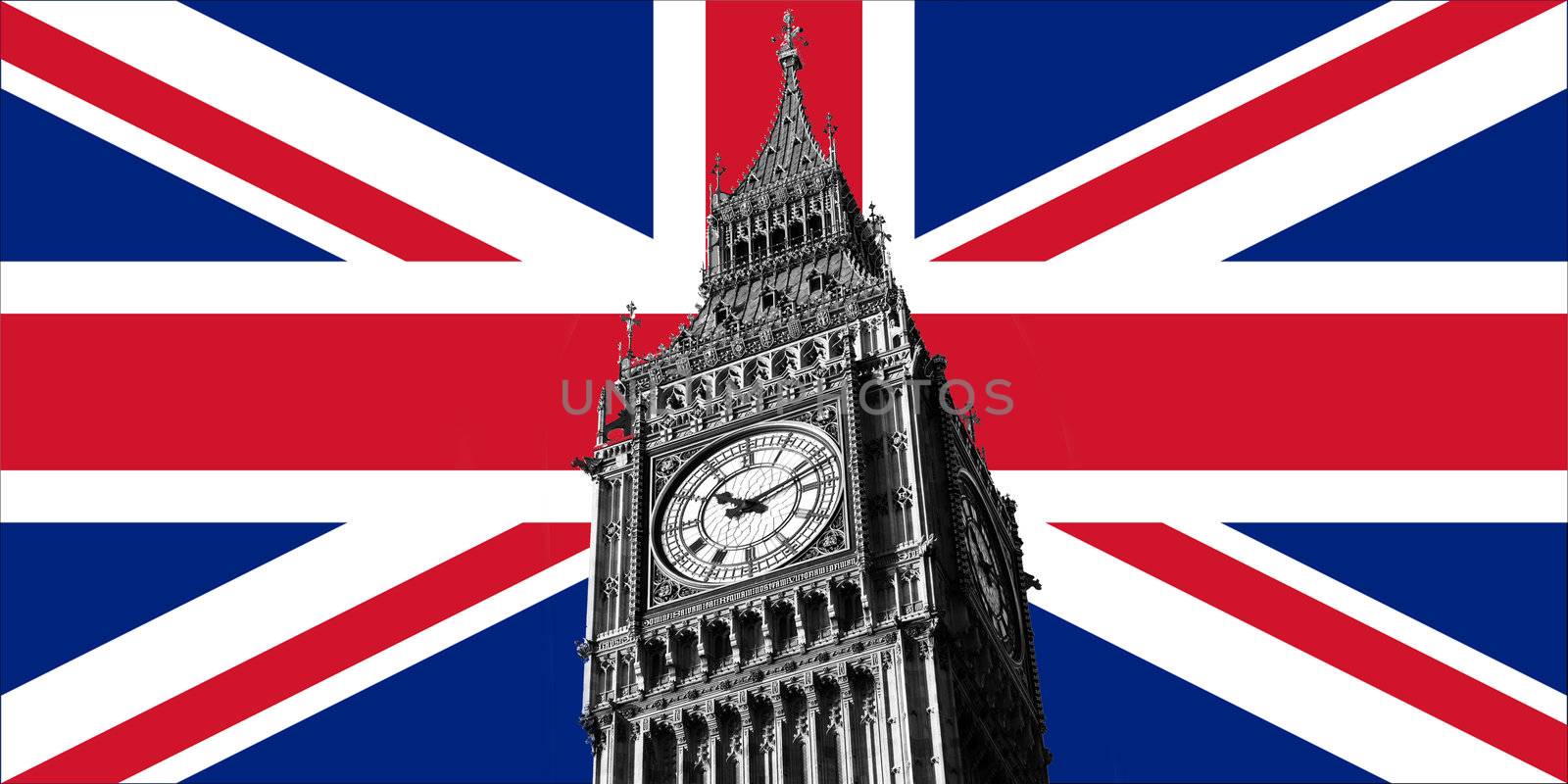 UK British Flag and Big Ben.