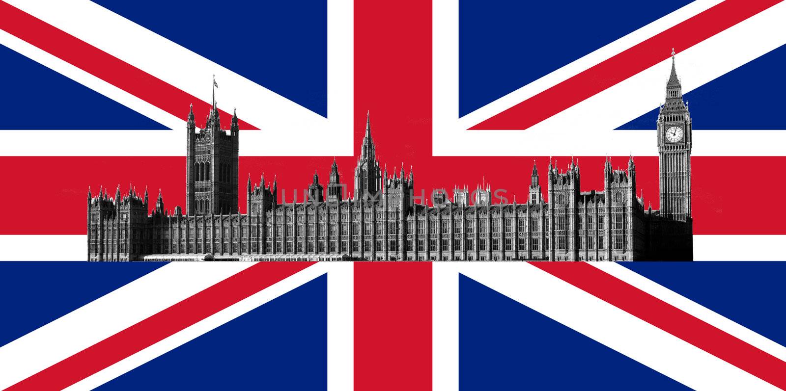 UK British Flag and the Houses of Parliament by chrisdorney