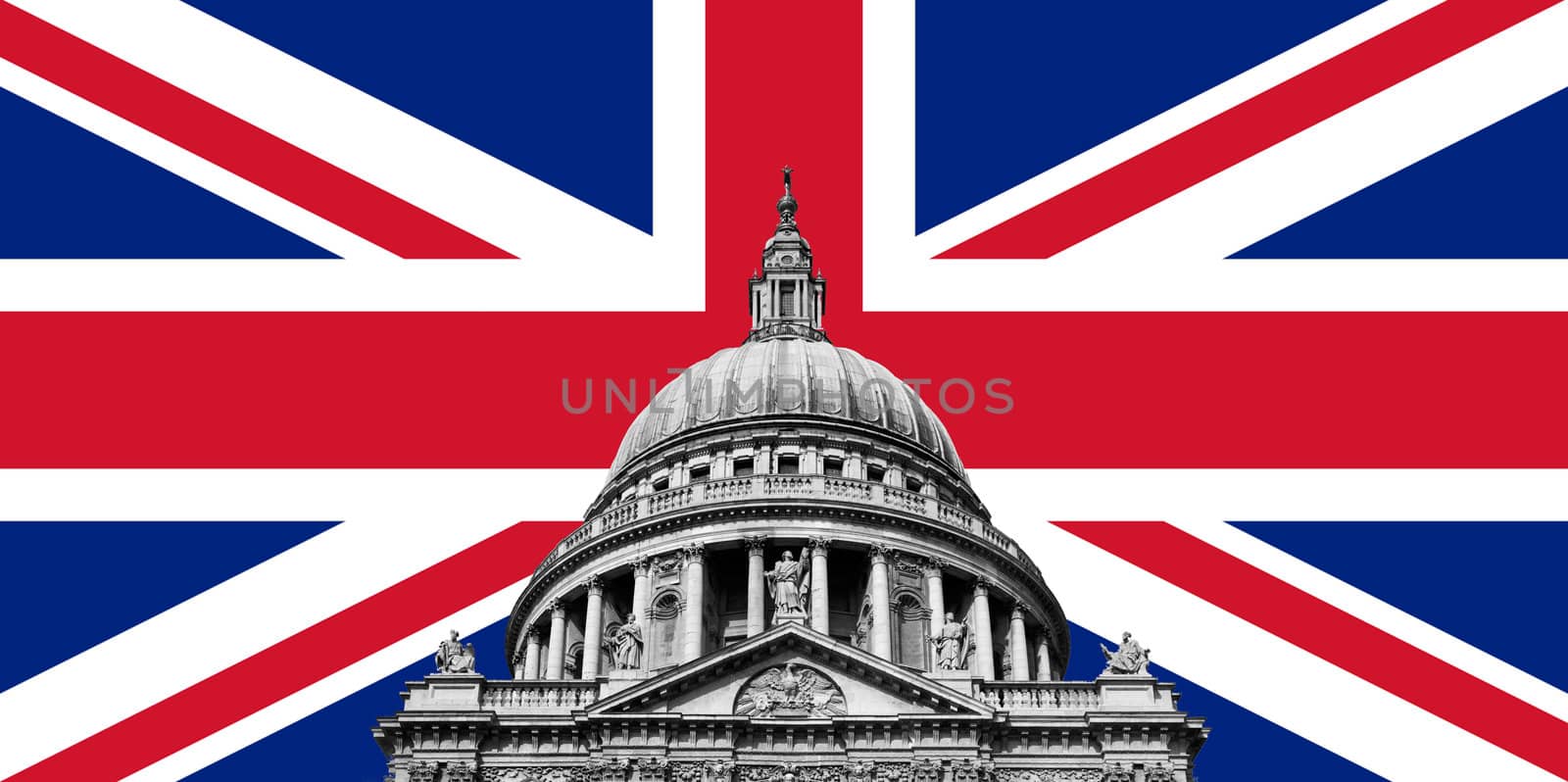 UK British Flag and St Pauls Cathedral.