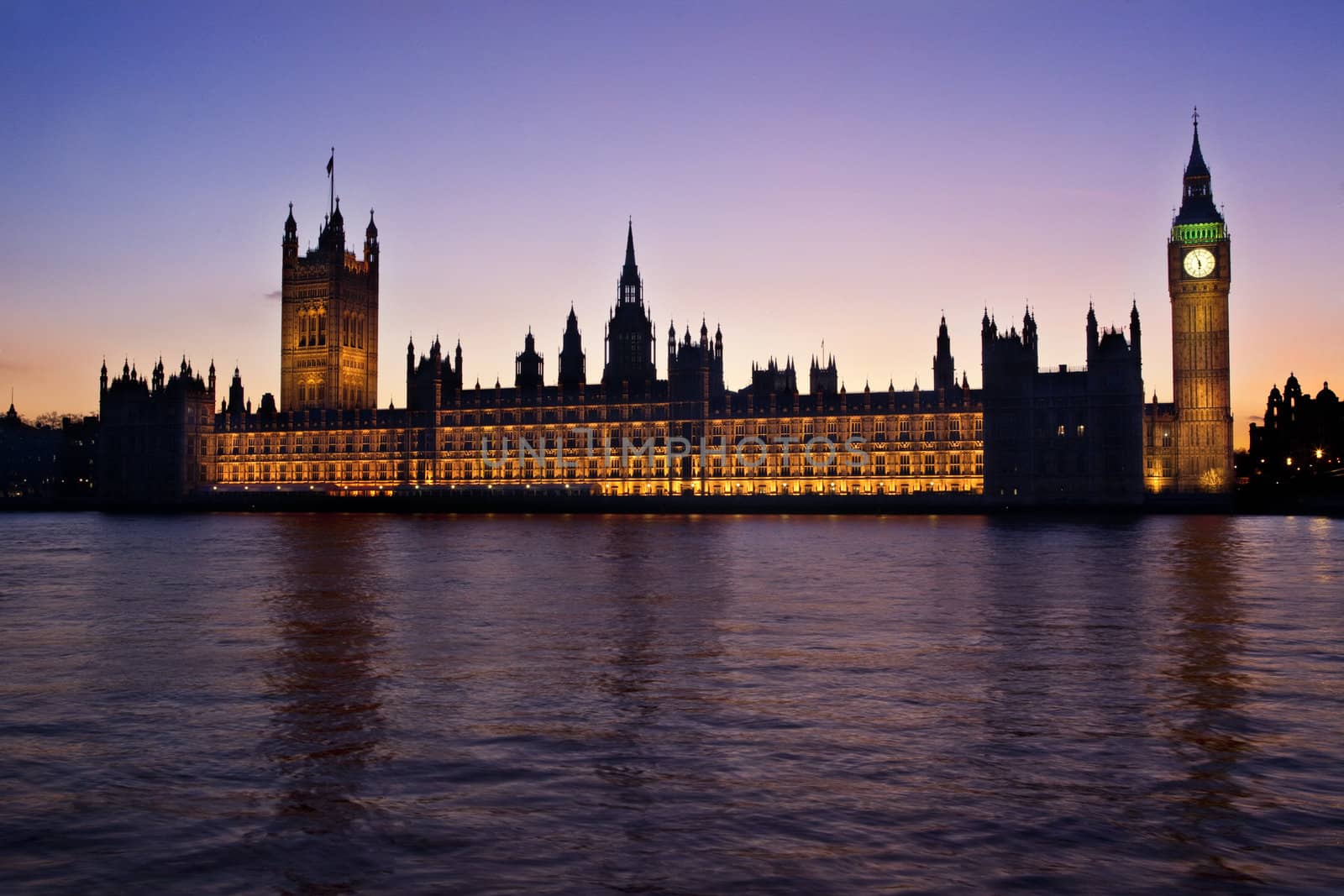 Houses of Parliament at Sunset.