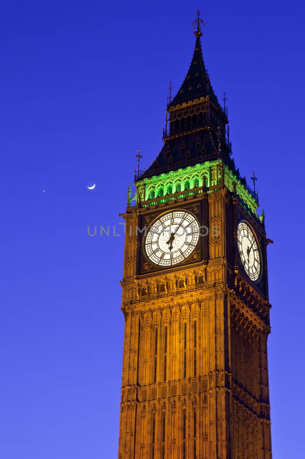Big Ben with the Moon and Venus by chrisdorney