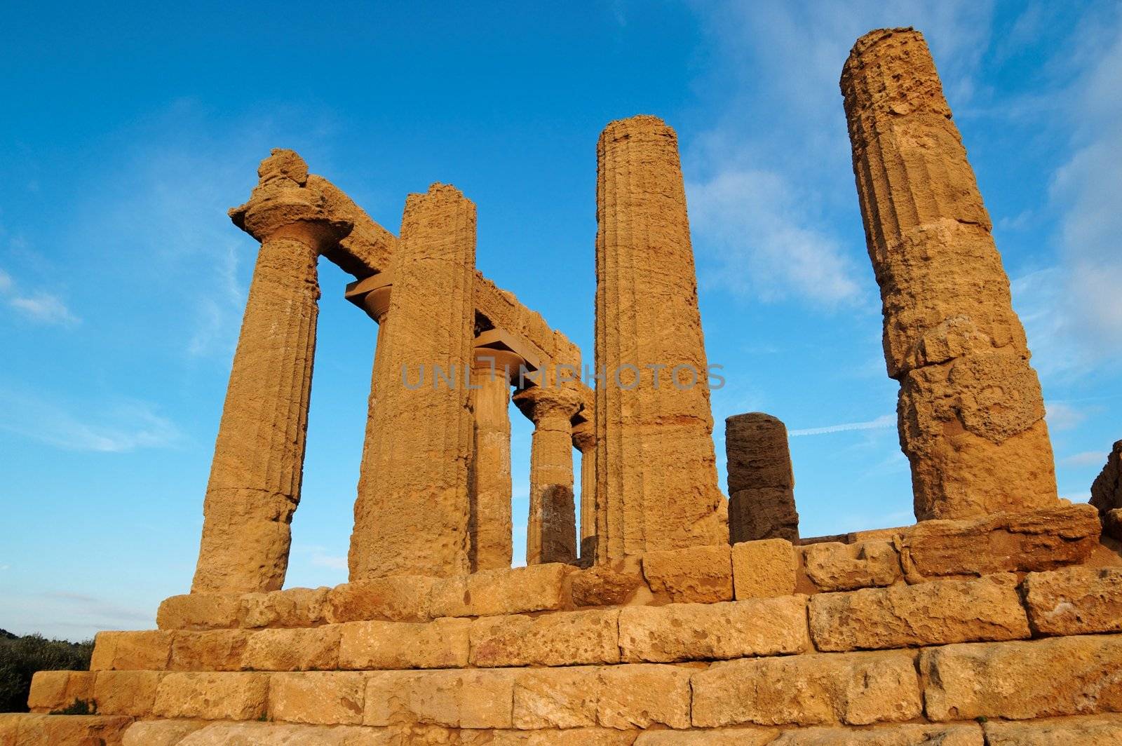 Colonnade of Hera (Juno)  temple in Agrigento, Sicily, Italy