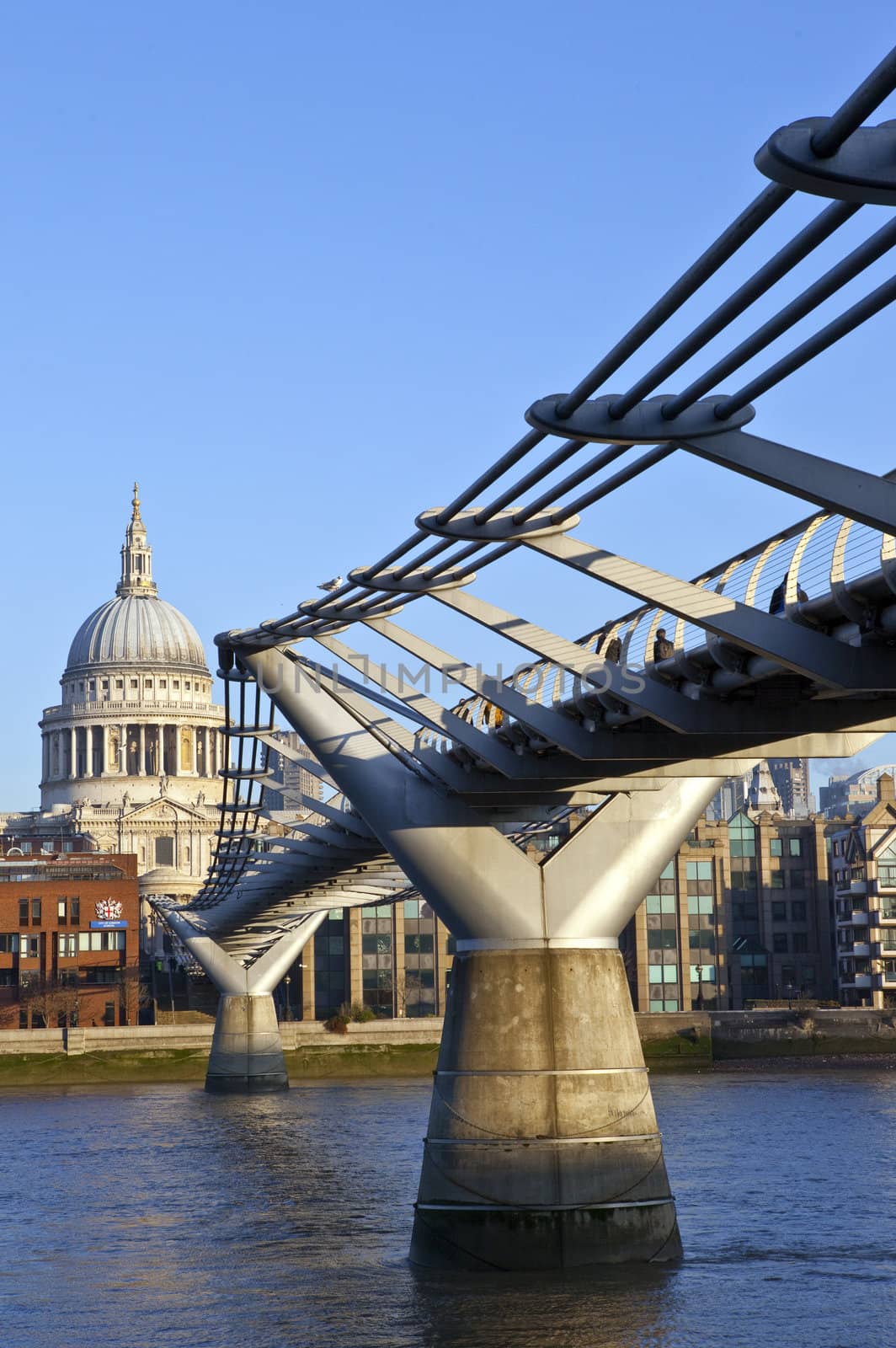 St. Paul's and the Millennium Bridge in London.