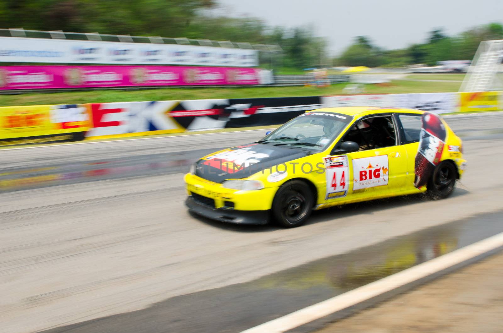 Nakhon Ratchasima, Thailand - March 9th:Unidentified car racing competitors during the "Thailand circuit 2013  " at Bonanza speedway on March 9th, 2013 in Nakhon Ratchasima, Thailand. 
