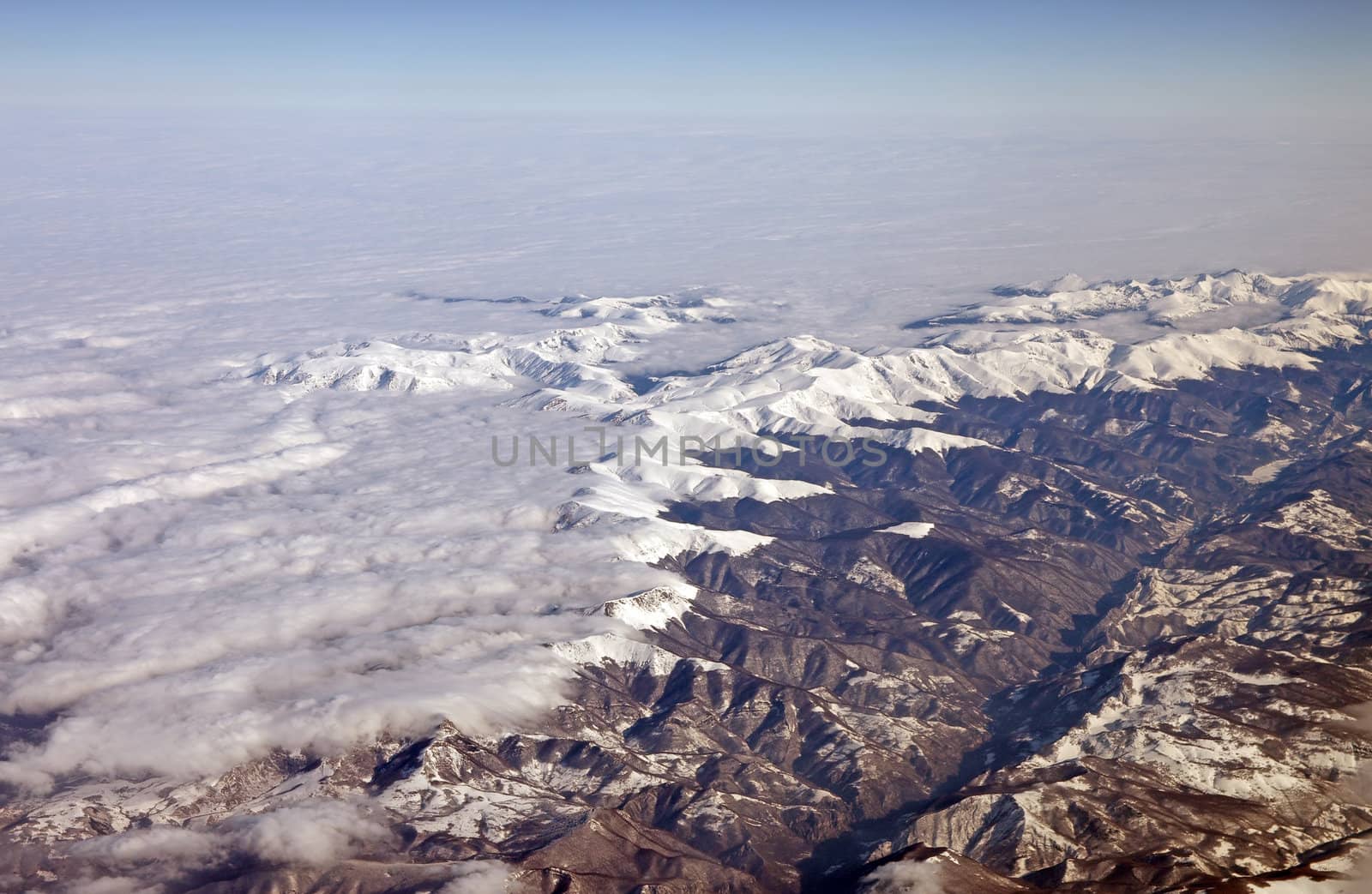 Up view of Carpathians mountains, clouds and mountains