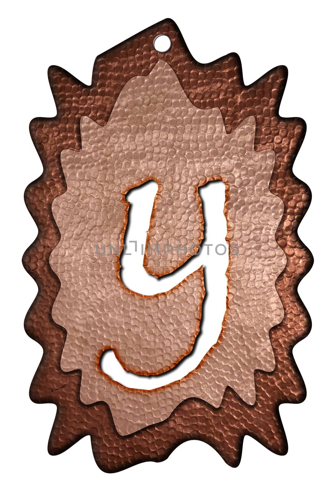 3d Letter a in bronze, on a white isolated background. by mg1408