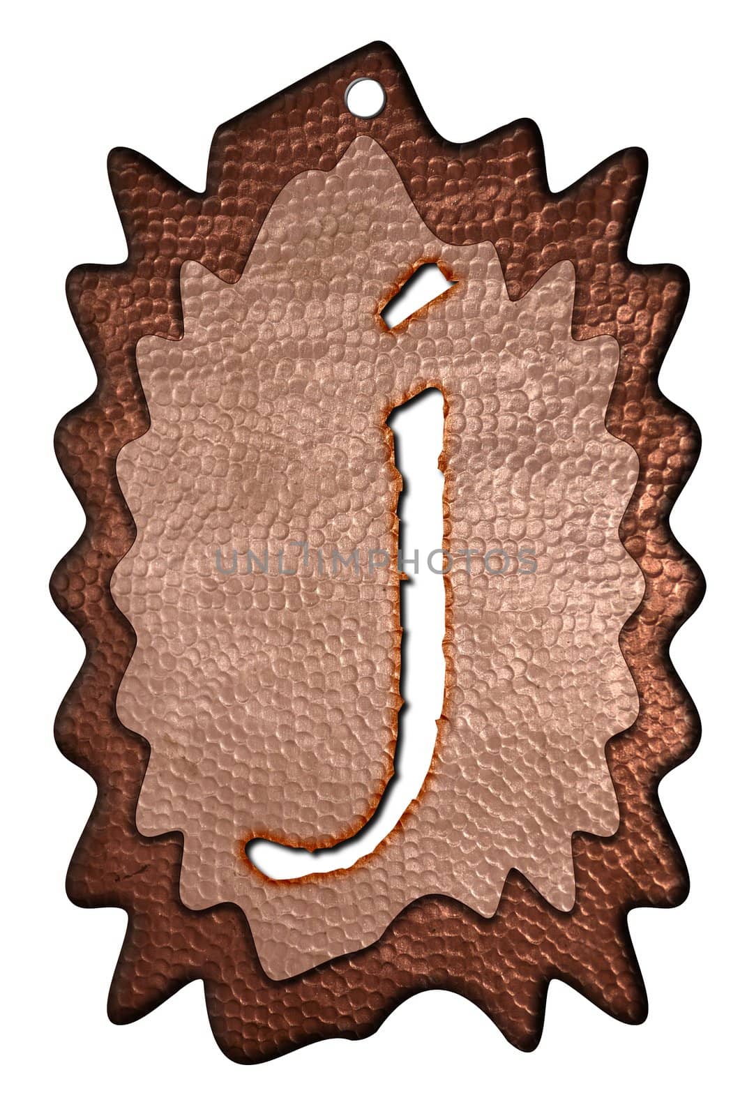 3d Letter a in bronze, on a white isolated background.