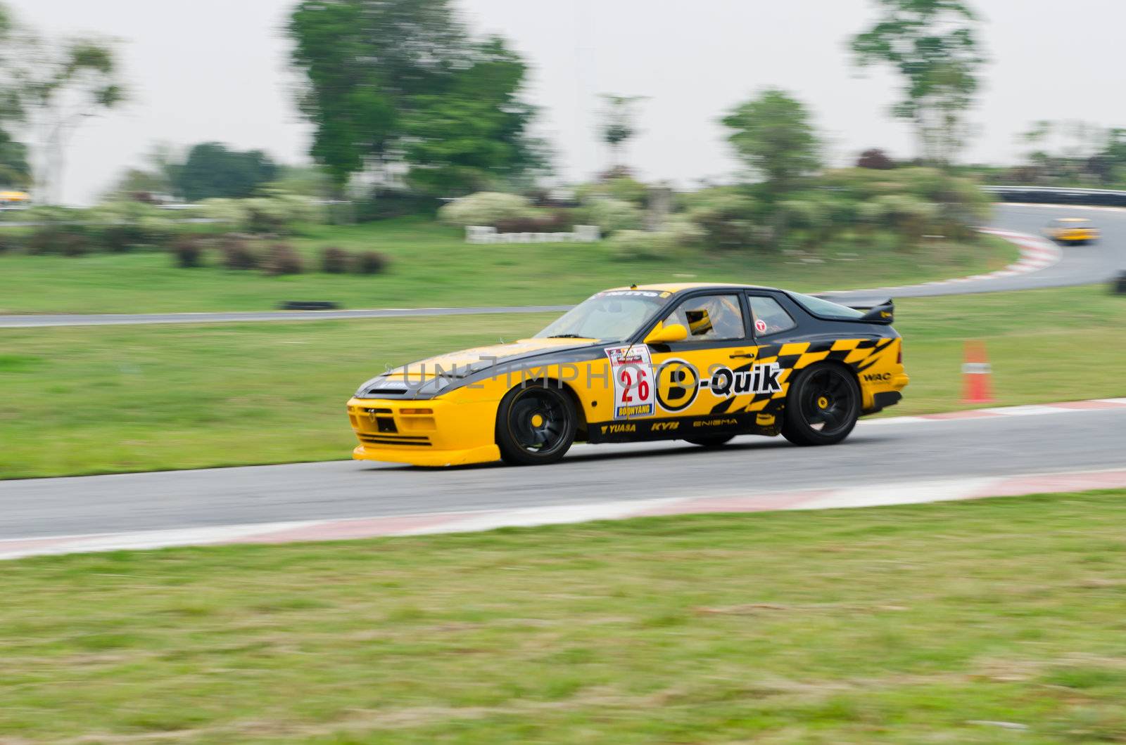 Nakhon Ratchasima, Thailand - March 9th:Unidentified car racing competitors during the "Thailand circuit 2013  " at Bonanza speedway on March 9th, 2013 in Nakhon Ratchasima, Thailand. 