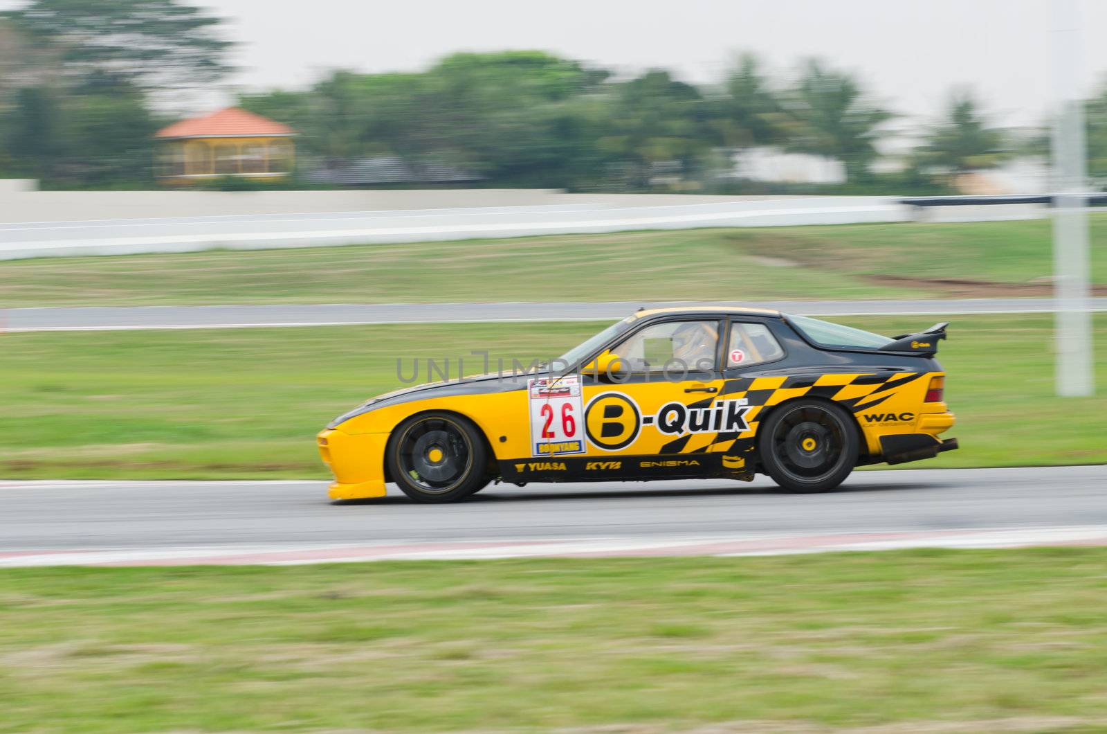 Nakhon Ratchasima, Thailand - March 9th:Unidentified car racing competitors during the "Thailand circuit 2013  " at Bonanza speedway on March 9th, 2013 in Nakhon Ratchasima, Thailand. 