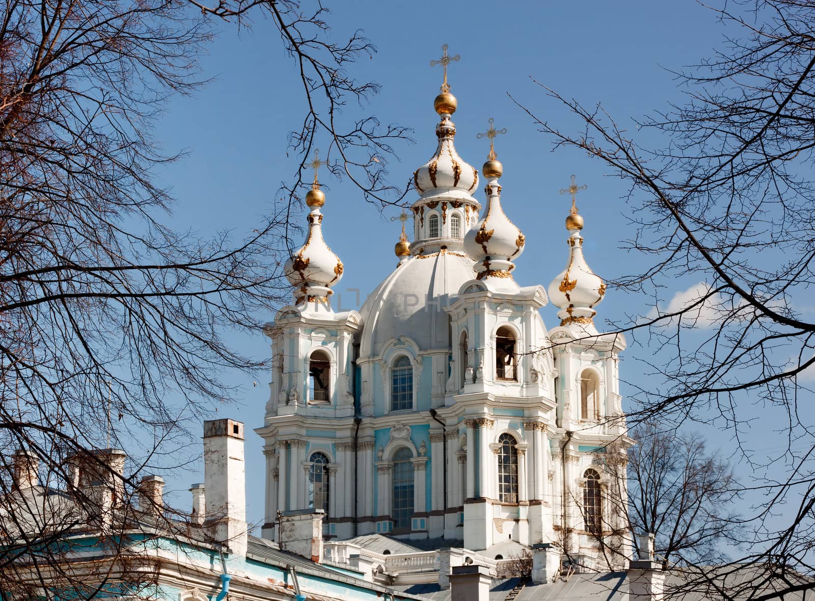 View on Smolny cathedral in st Petersburg, Russia