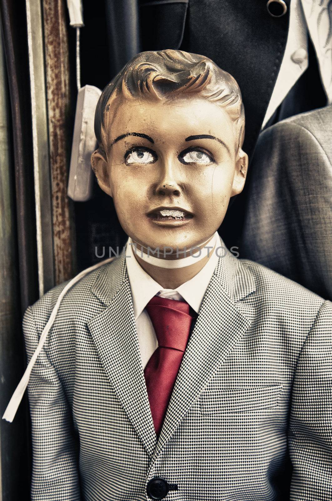 Retro child mannequin dummy seen in the Istanbul bazaar area.