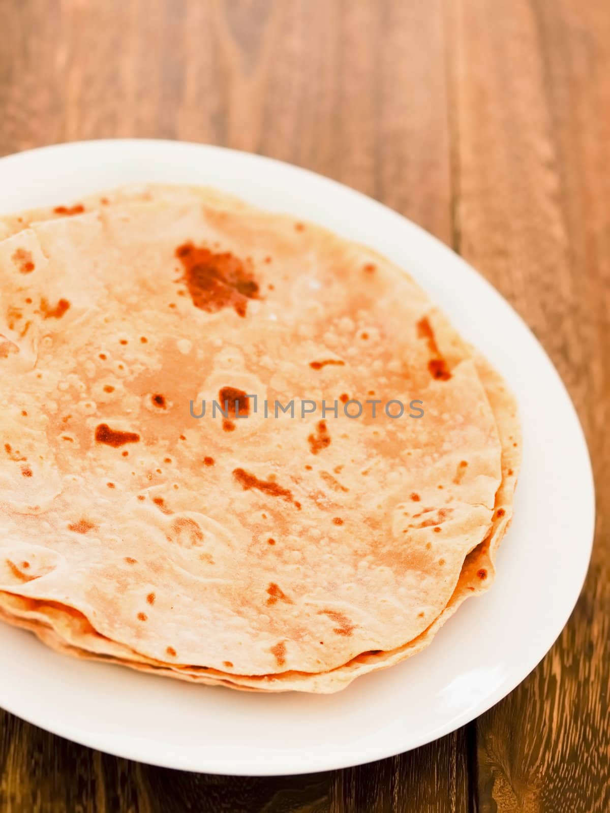 close up of indian chapati bread