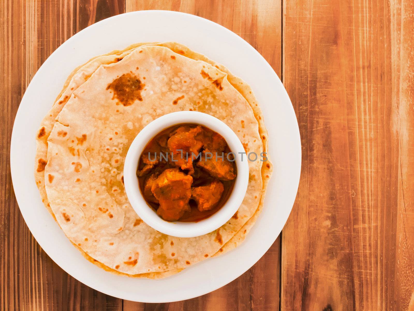 close up of indian chapati bread