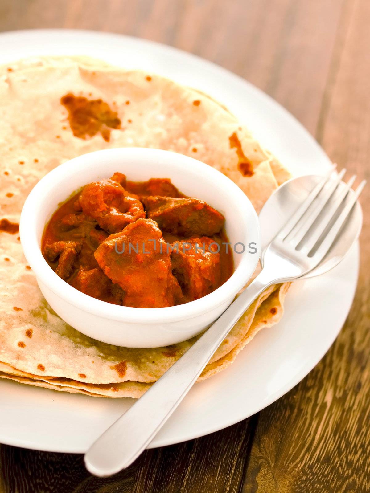 close up of indian chapati bread