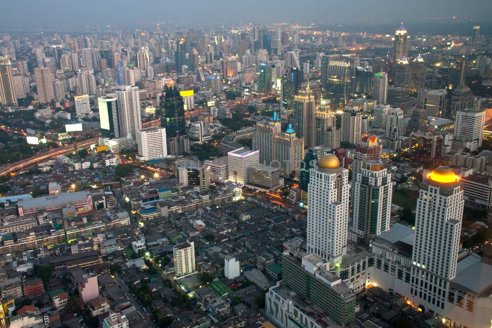 Aerial view of Bangkok from Baiyoke Sky Tower by Yuri2012