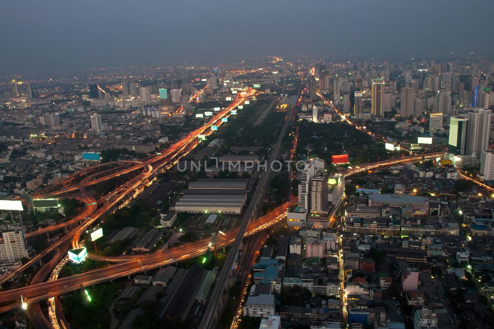 Bangkok and express way view point from Baiyok building.