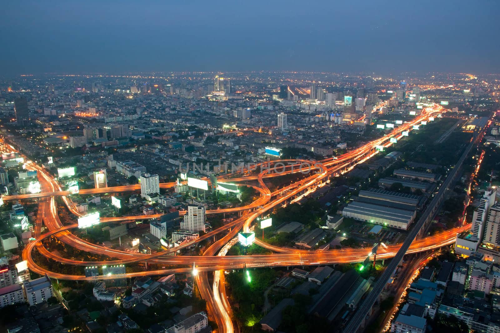 Bangkok and express way view point from Baiyok building. by Yuri2012