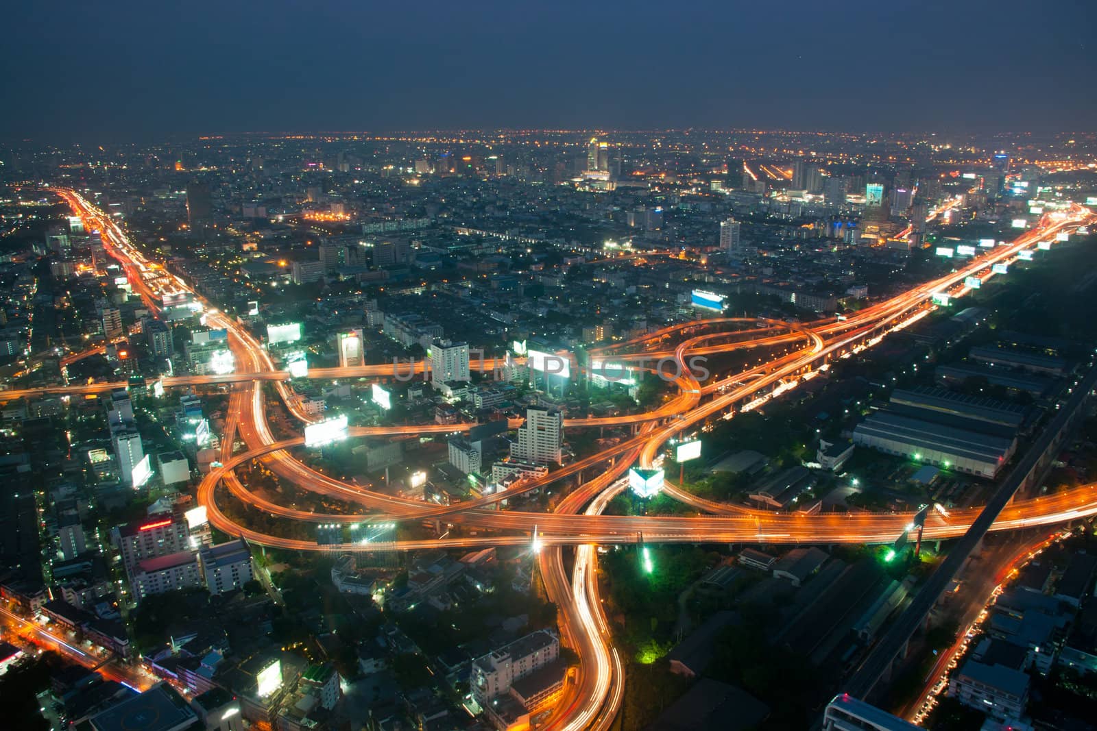 Bangkok and express way view point from Baiyok building.