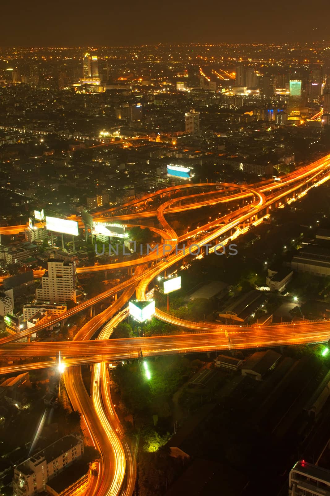 Bangkok and express way view point from Baiyok building.