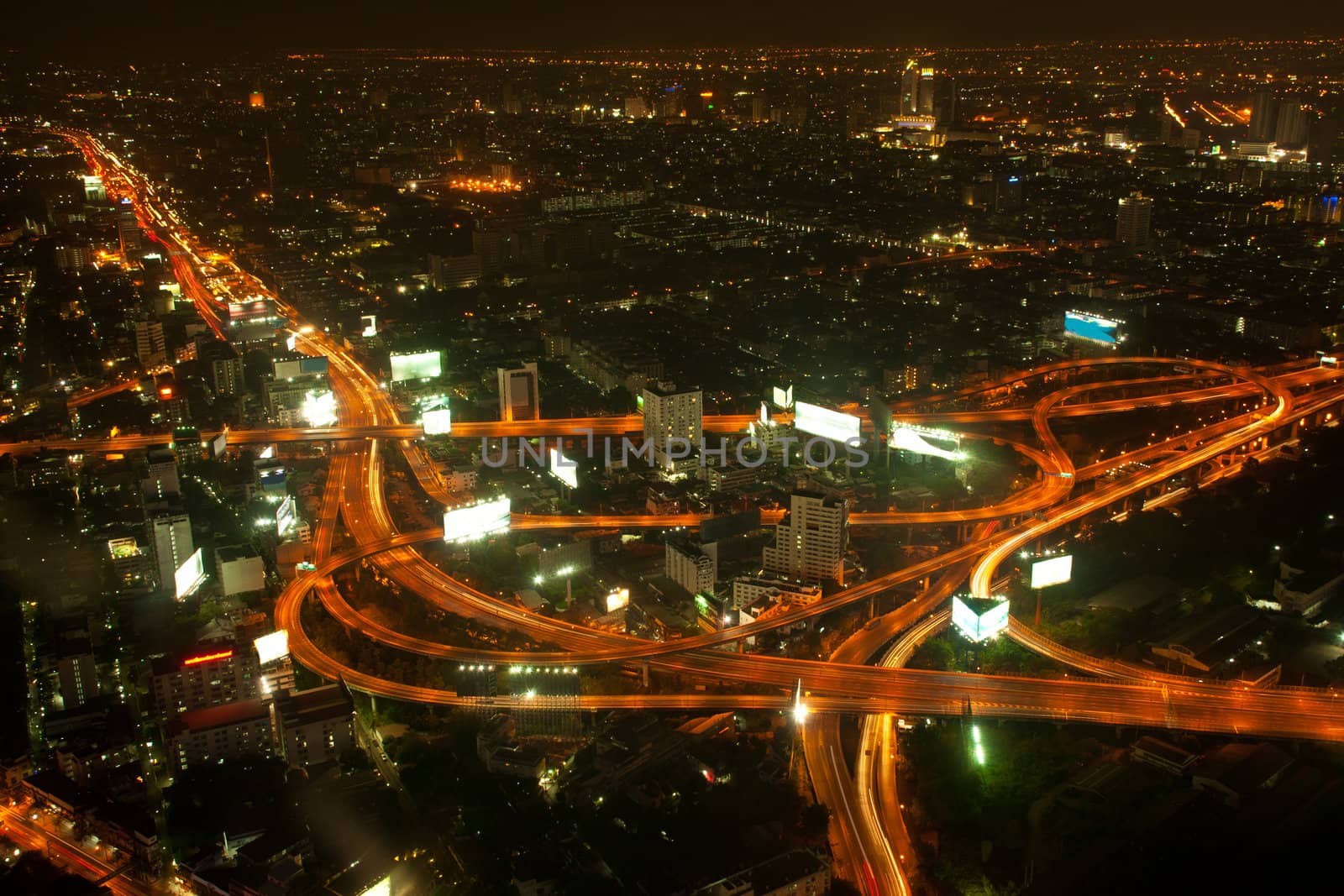 Bangkok and express way view point from Baiyok building.