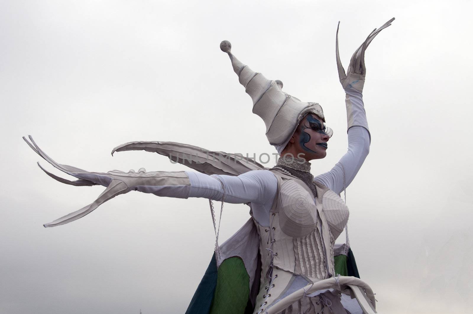 lady dancing in uniform on the floriade exhibition 2012 in holland