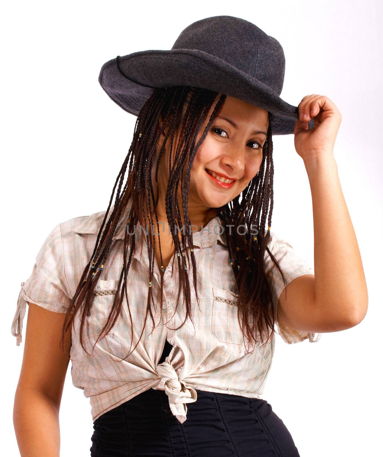 Smiling Cowgirl With Western Hat