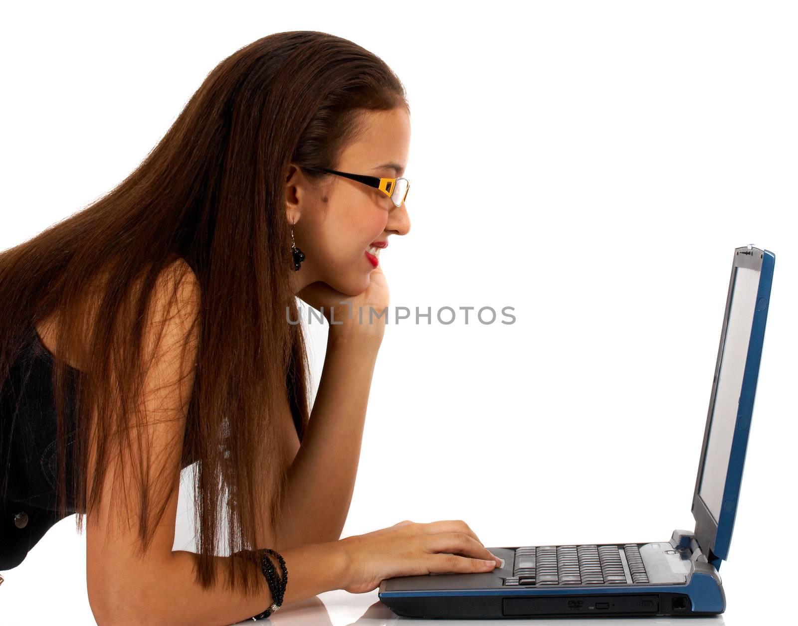 Young Woman Using A Computer To View Internet