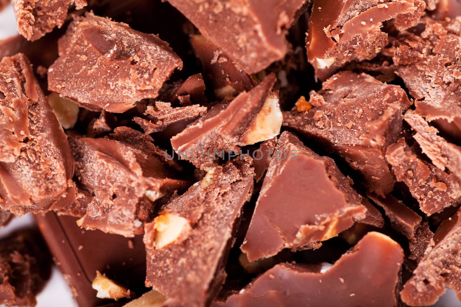 Close-up view of pieces of chocolate