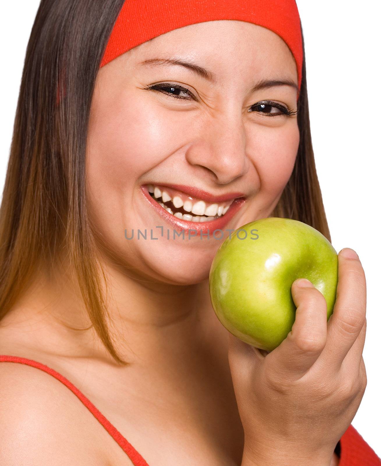 Healthy Woman Holding A Juicy Delicious Nutritious Apple