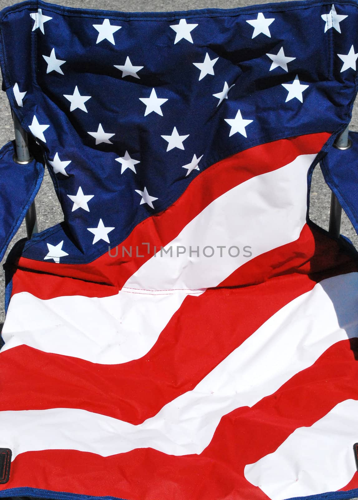 USA folding chair outside.