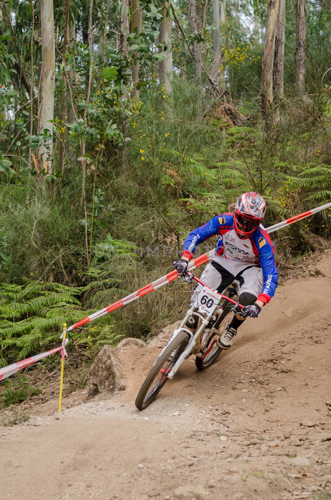 VIANA DO CASTELO, PORTUGAL - MAY 13: Aurelio Domingos run on the 4th Stage of the Taca de Portugal Downhill Vodafone on may 13, 2012 in Viana do Castelo, Portugal.
