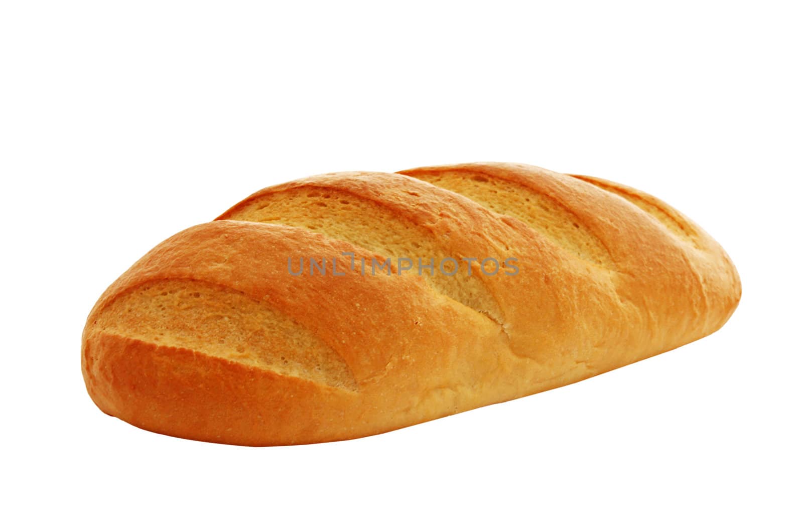 long loaf (wheat bread) isolated on white background