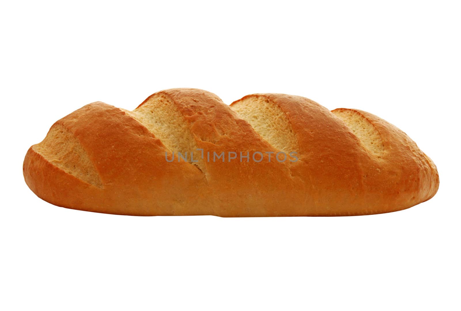 long loaf (wheat bread) isolated on white background