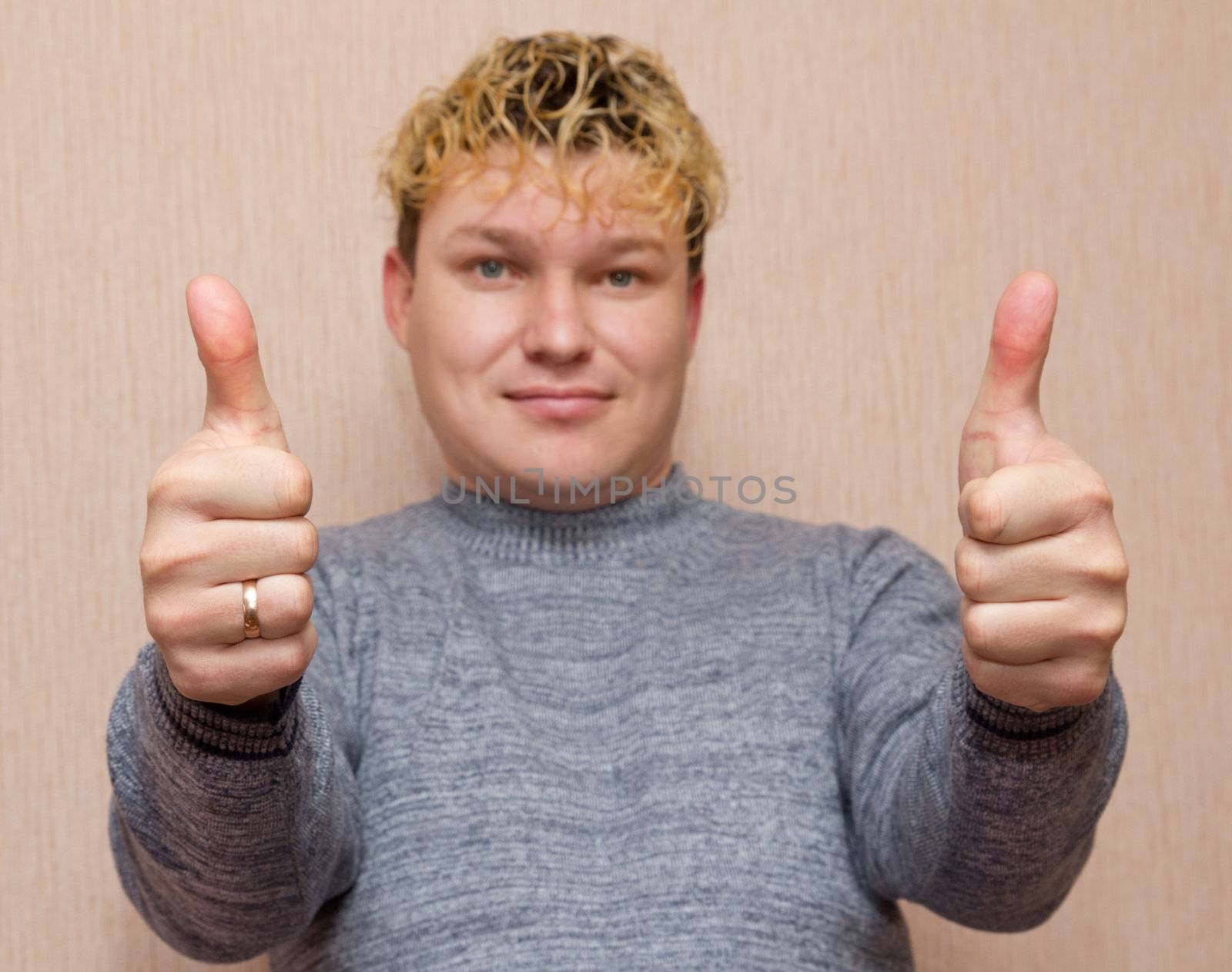portrait of a man raise a finger up by schankz