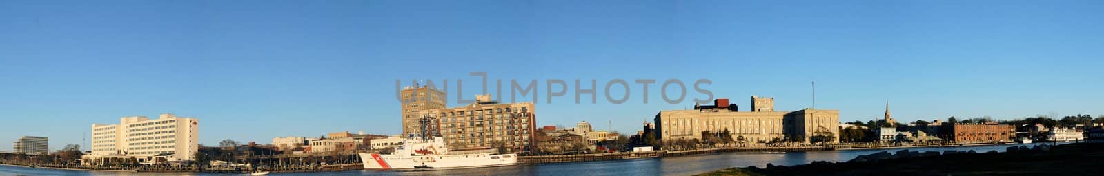 View of Wilmington, North Carolina. This a panoramic photo from across the river.